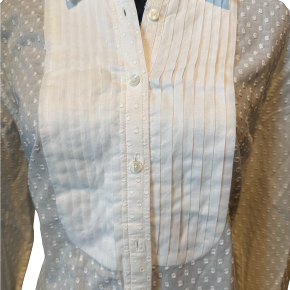 Talbots White Polka Dot Button-Up Blouse - Picture 3 of 5